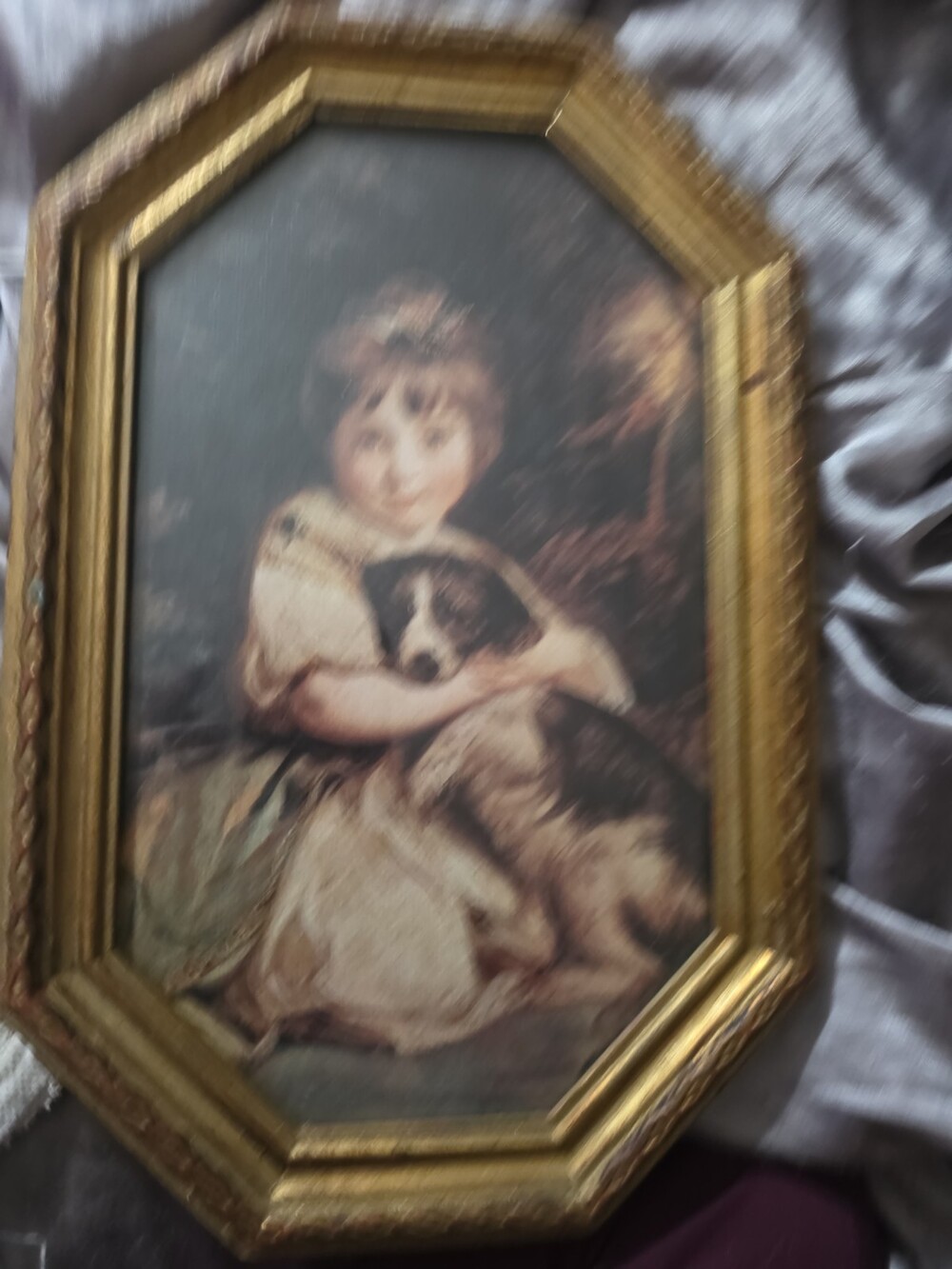 VINTAGE MISS JANE BOWLES AND HER DOG BY SIR JOSHUA REYNOLDS CANVAS PRINT Italy
